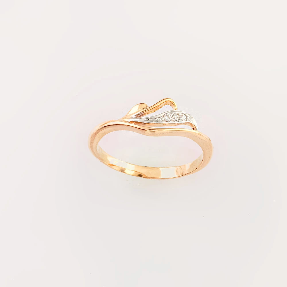 Кольцо с фианитом из красного золота 585 пробы