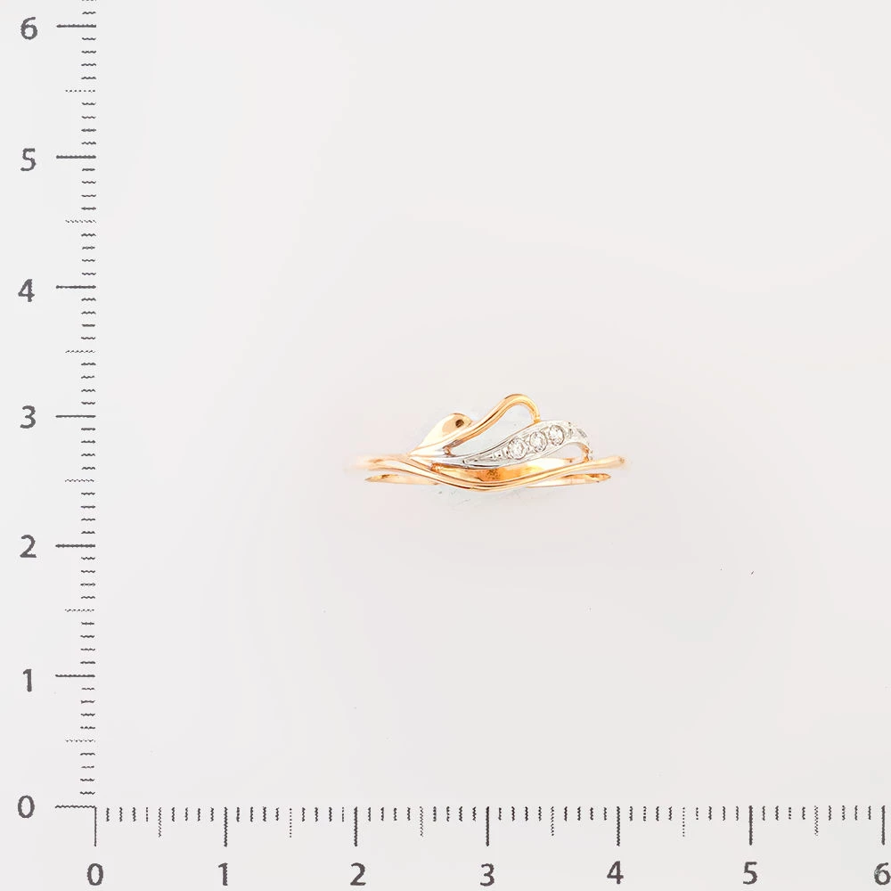 Кольцо с фианитом из красного золота 585 пробы