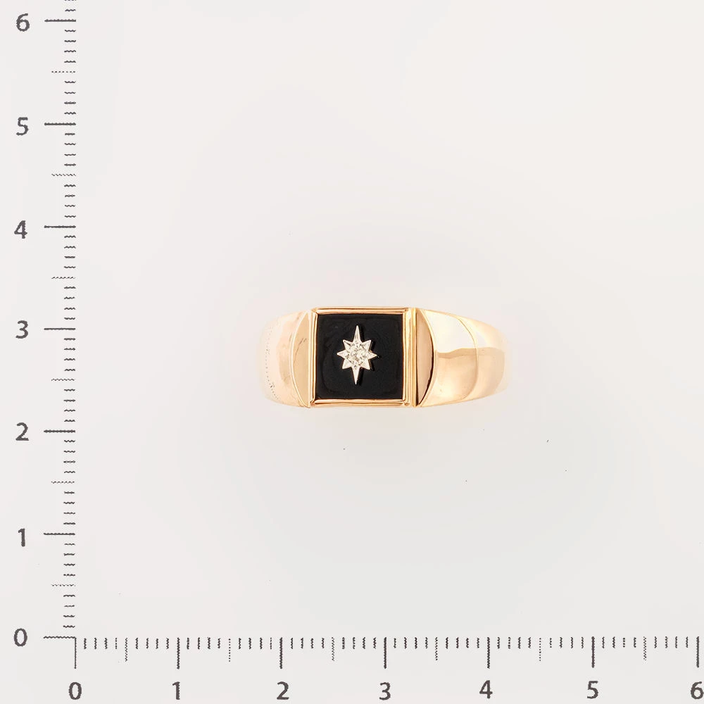 Кольцо с ониксом из красного золота 585 пробы