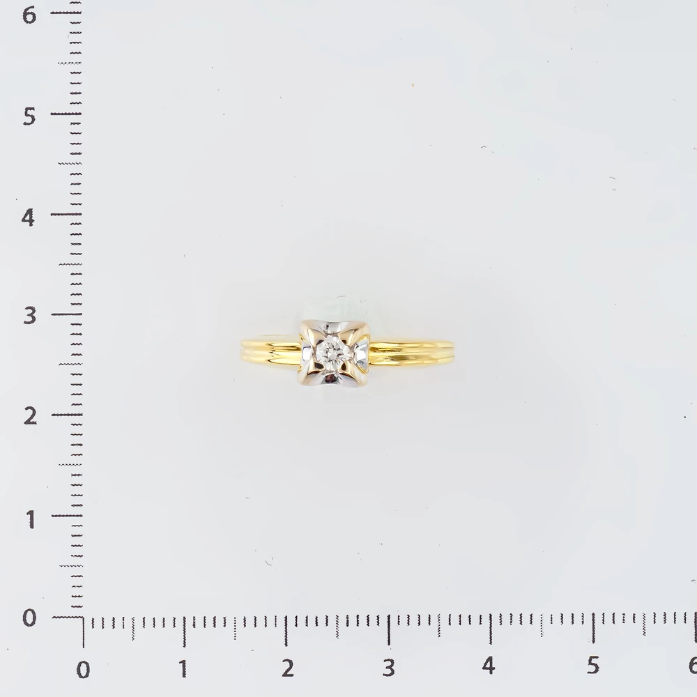 Кольцо с бриллиантом из желтого золота 750 пробы