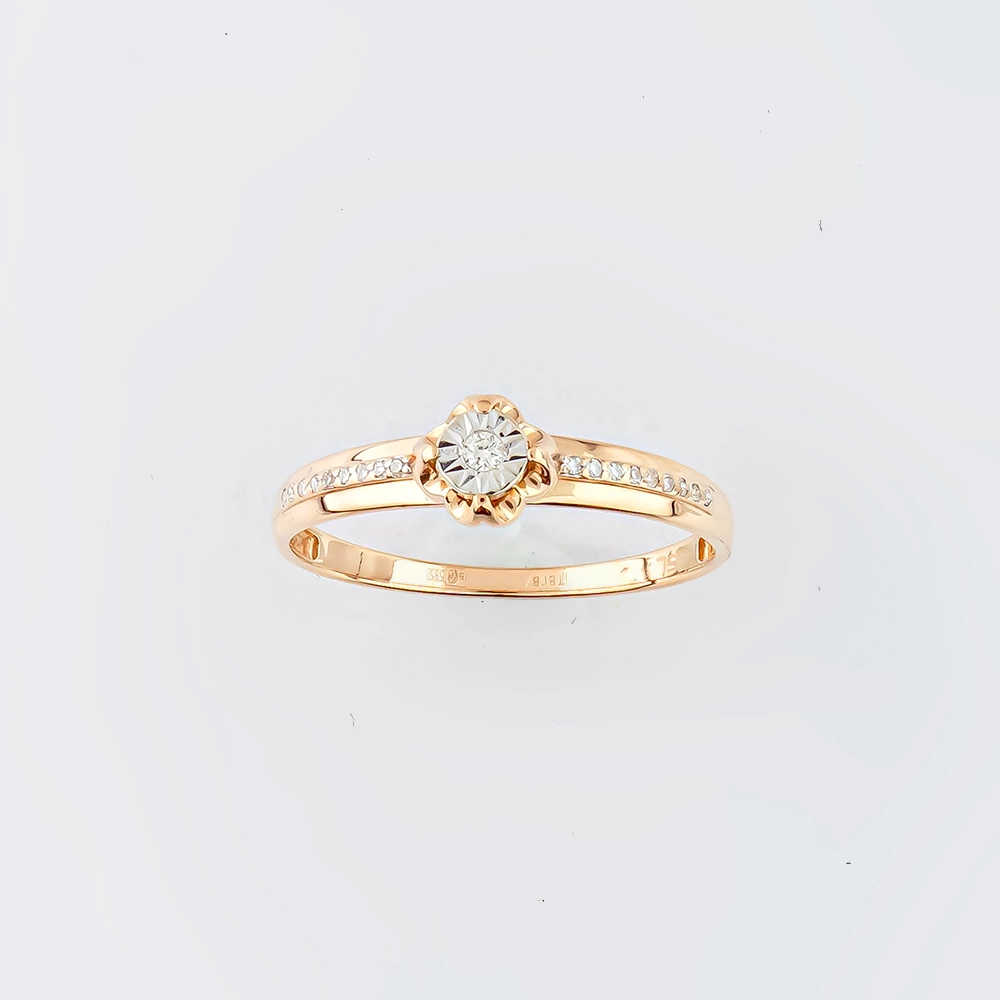 Кольцо с бриллиантом из красного золота 585 пробы