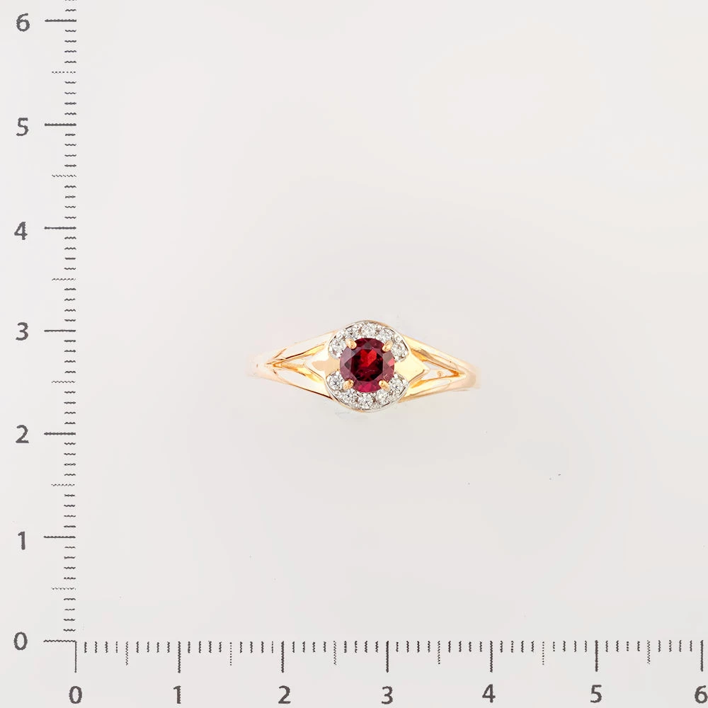 Кольцо с фианитом из красного золота 585 пробы