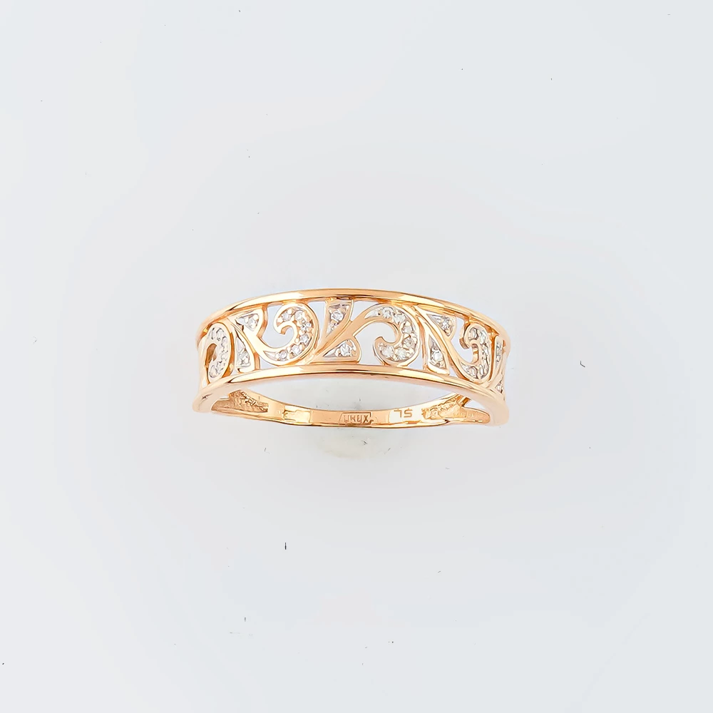 Кольцо с бриллиантом из красного золота 585 пробы