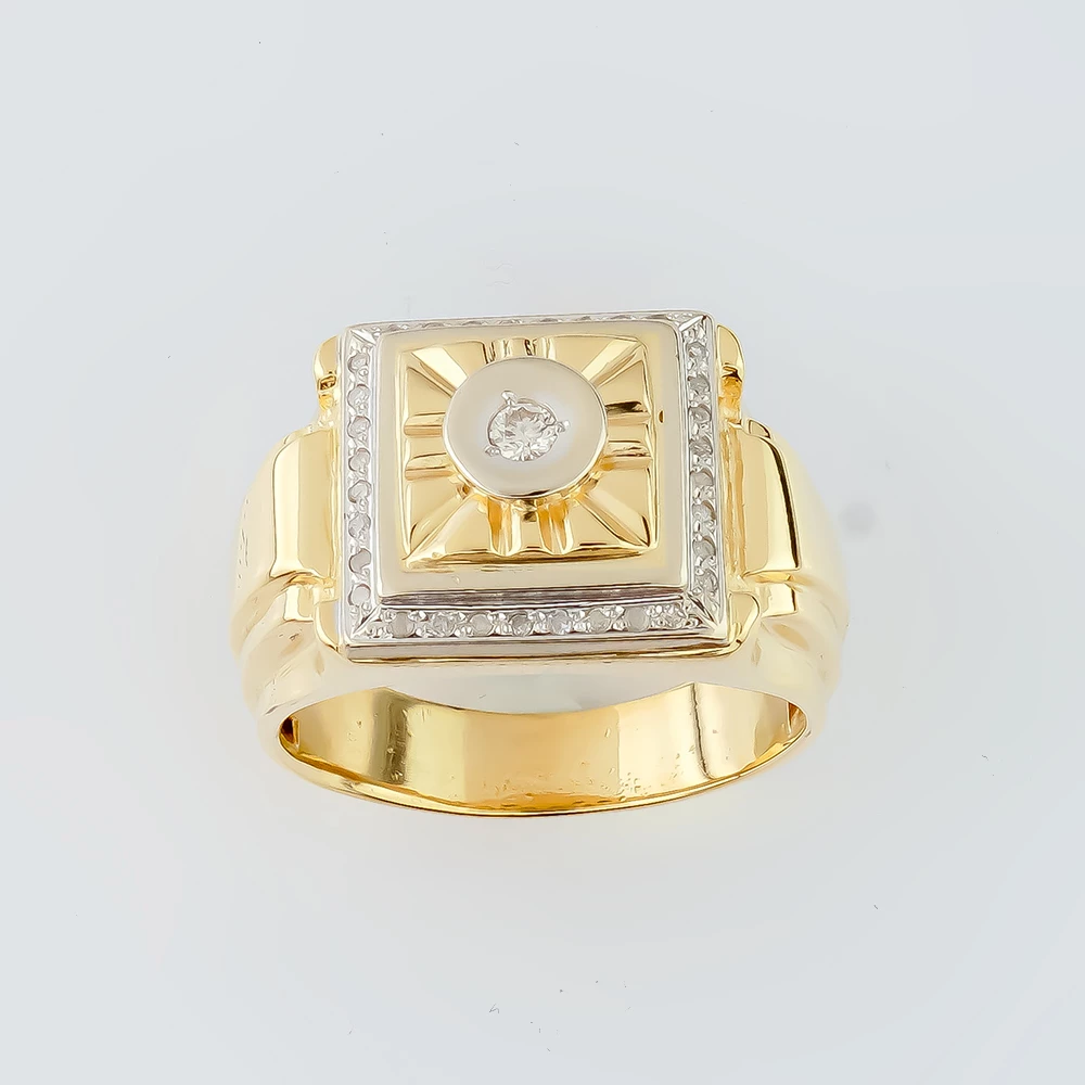 Кольцо с бриллиантом из желтого золота 500 пробы