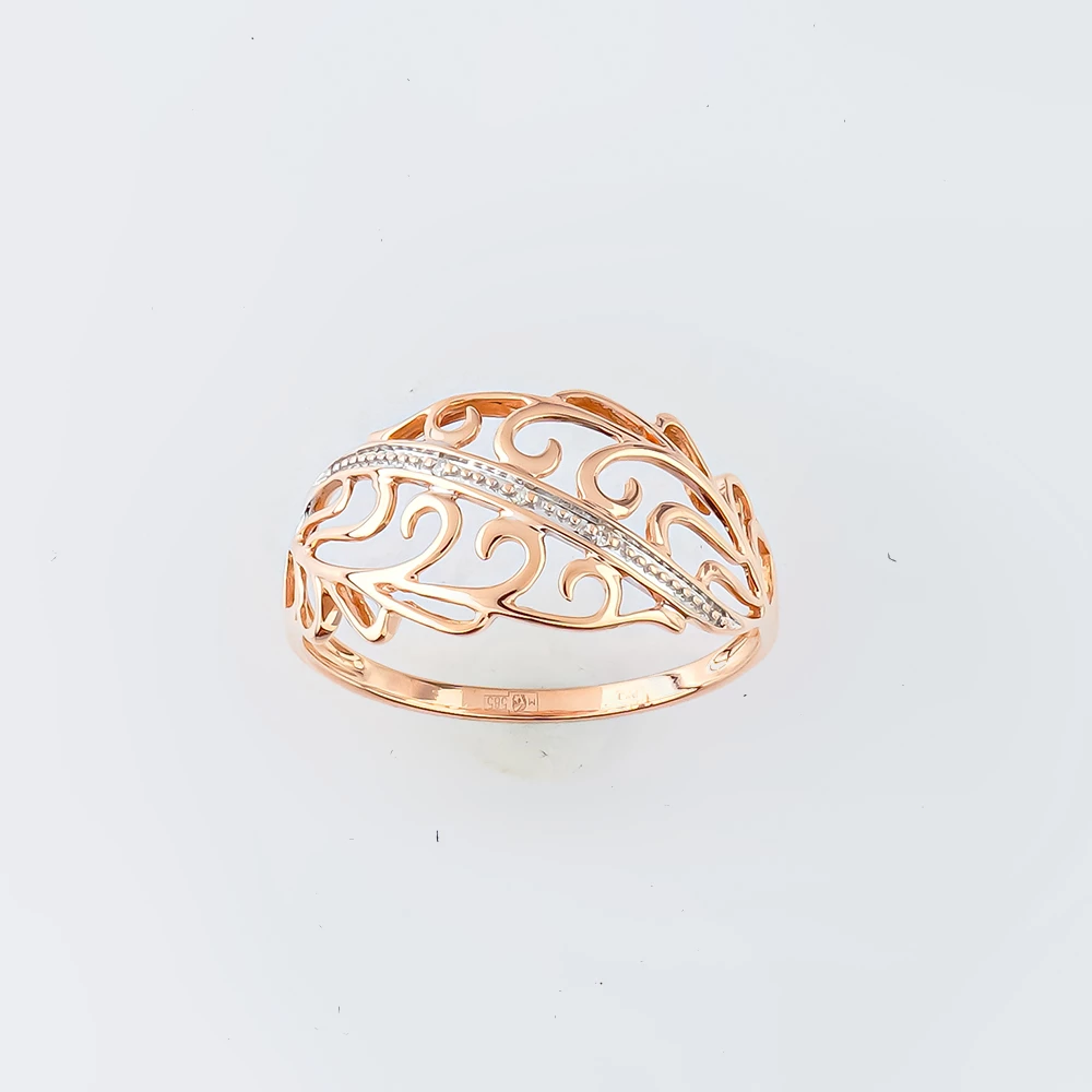 Кольцо с бриллиантом из красного золота 585 пробы