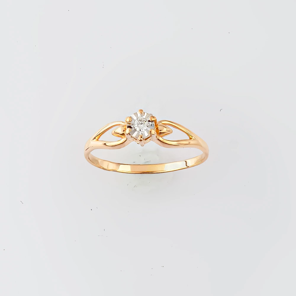 Кольцо с бриллиантом из красного золота 585 пробы