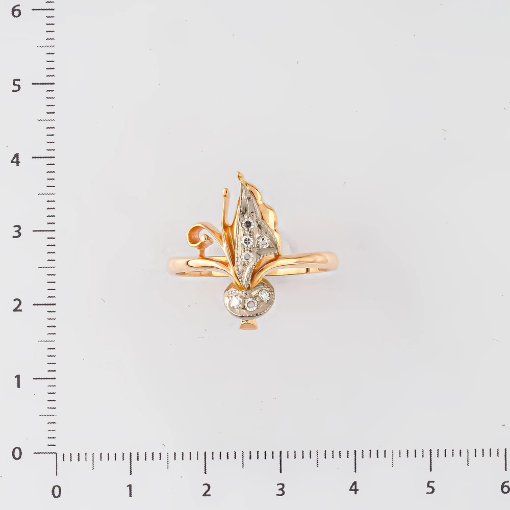 Кольцо с бриллиантом из красного золота 585 пробы