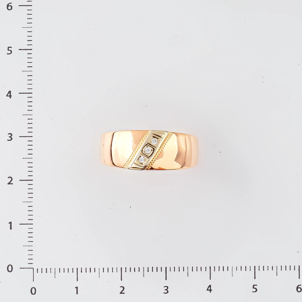 Кольцо с фианитом из красного золота 585 пробы