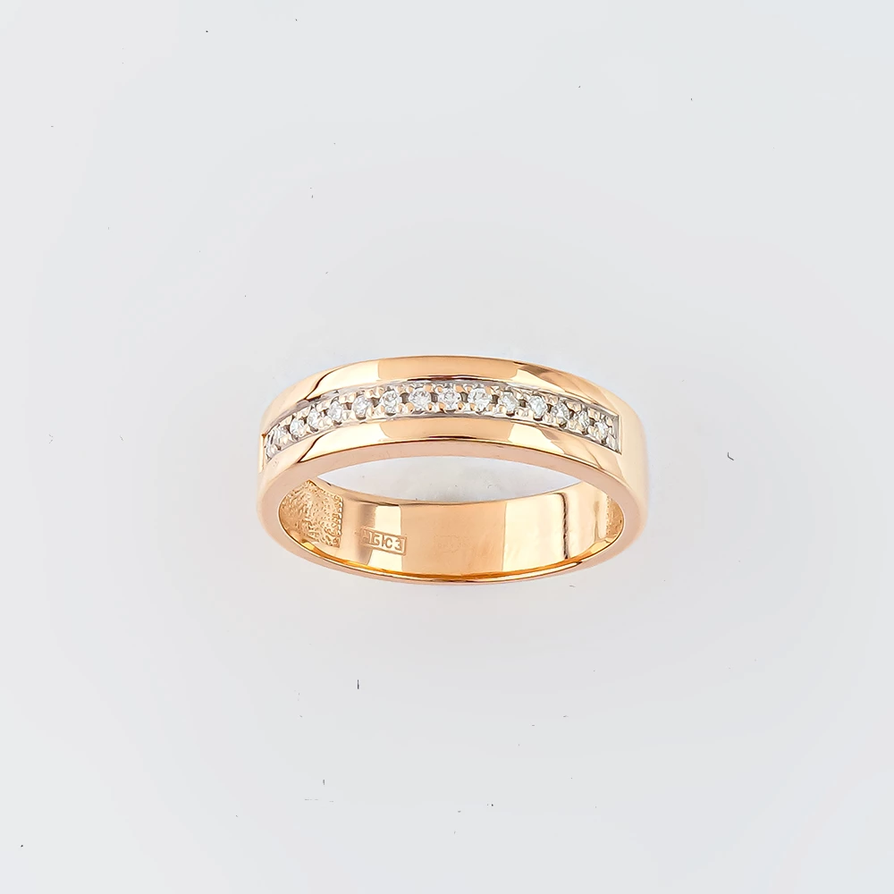 Кольцо с бриллиантом из красного золота 585 пробы