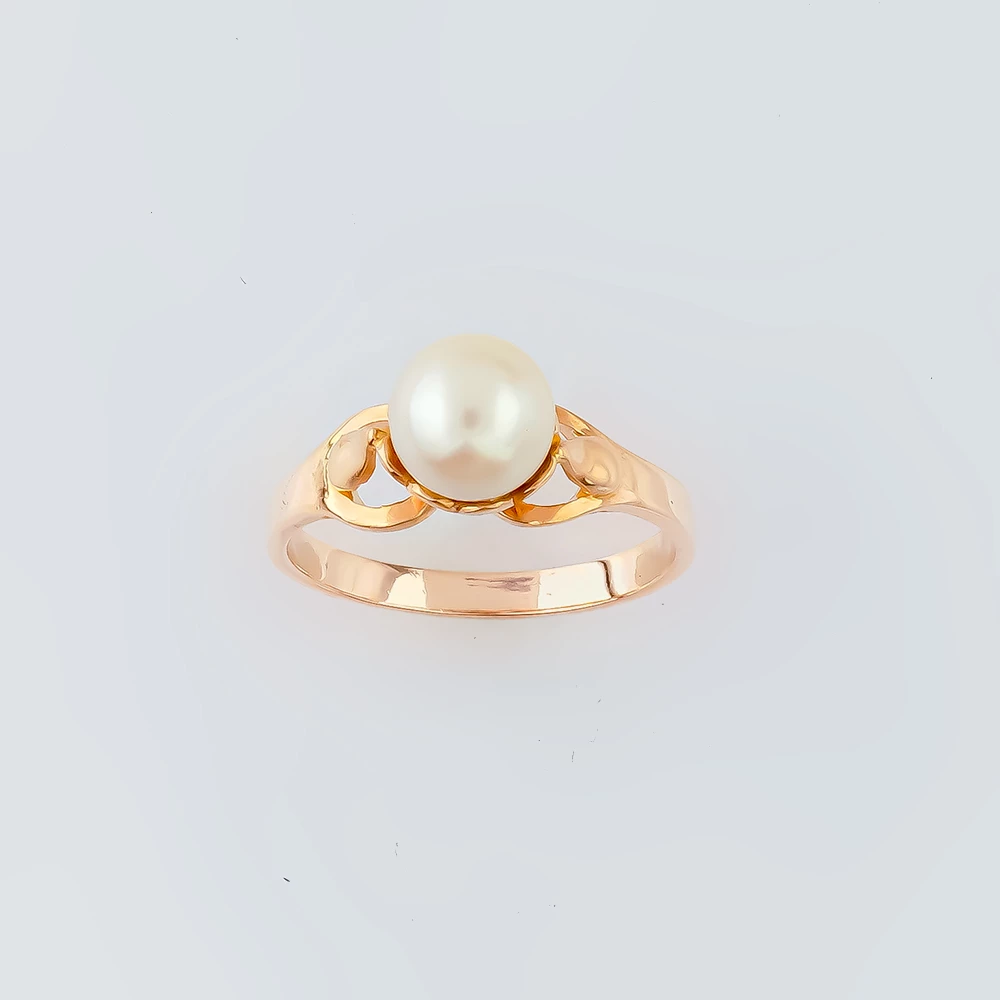 Кольцо с культивированным жемчугом из красного золота 583 пробы
