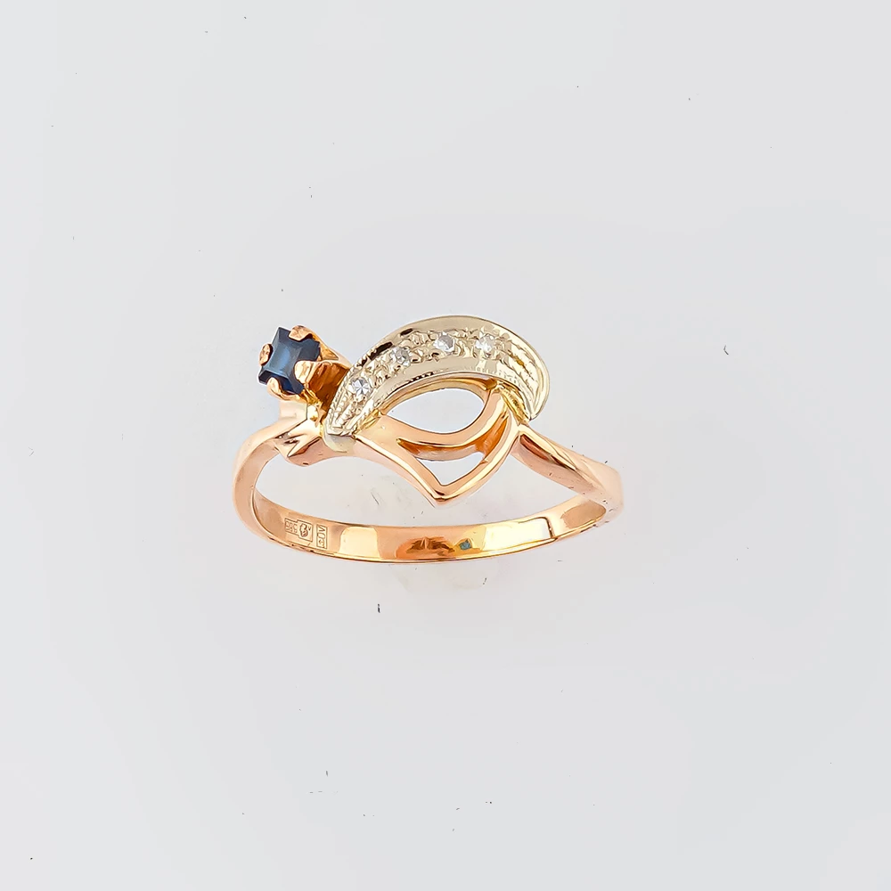 Кольцо с сапфиром из красного золота 585 пробы