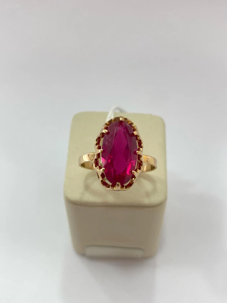 Кольцо с фианитом из красного золота 583 пробы