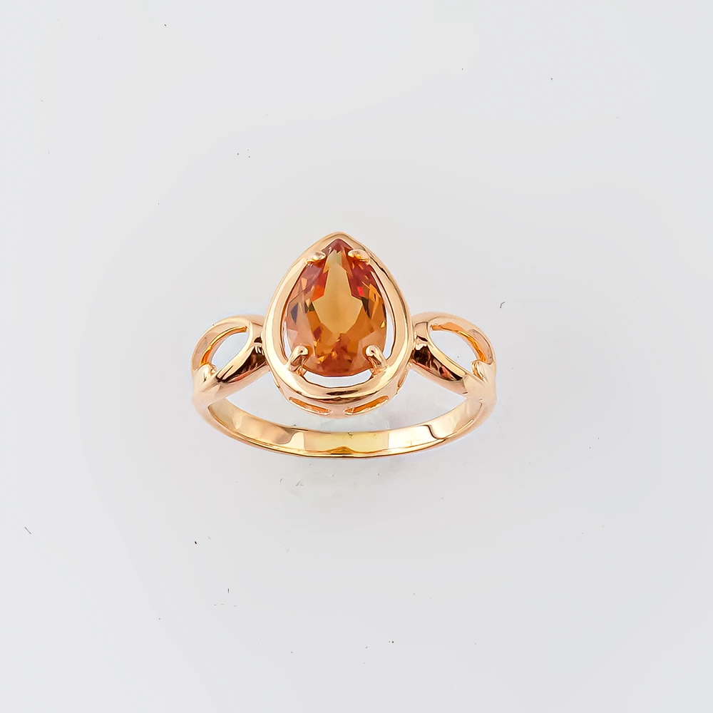 Кольцо с султанитом синтетическим из красного золота 585 пробы