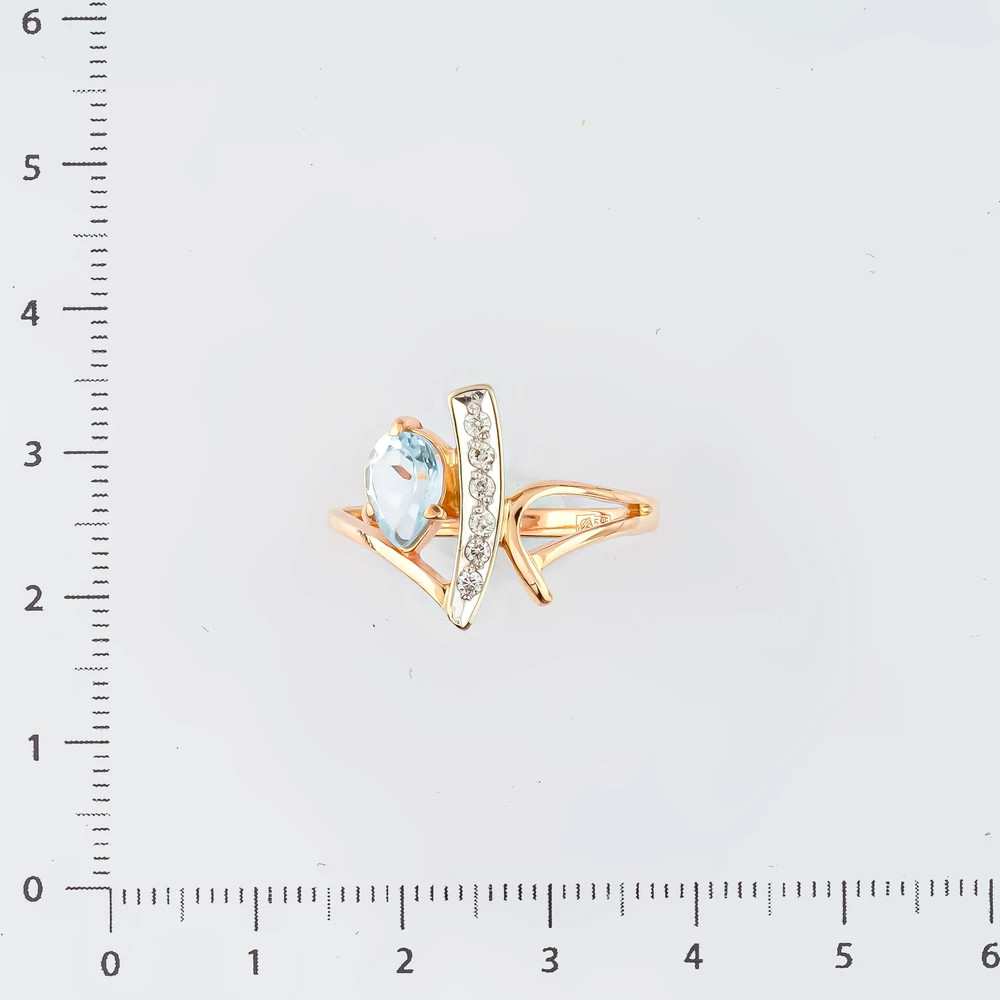 Кольцо с топазом из красного золота 585 пробы