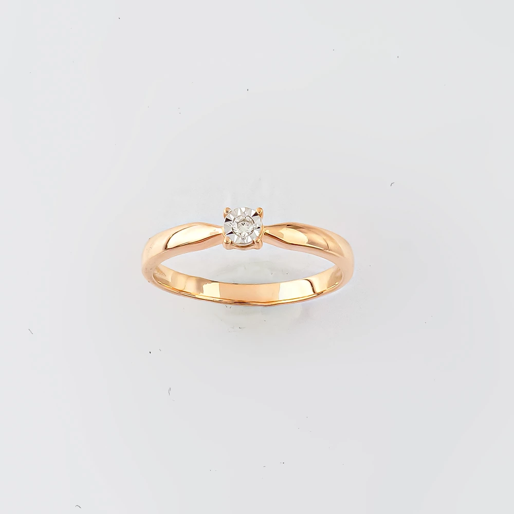 Кольцо с бриллиантом из красного золота 585 пробы