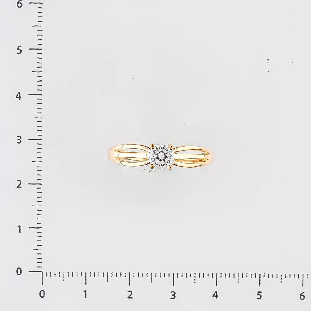 Кольцо с фианитом из красного золота 585 пробы