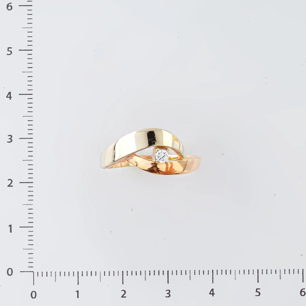 Кольцо с фианитом из красного золота 585 пробы