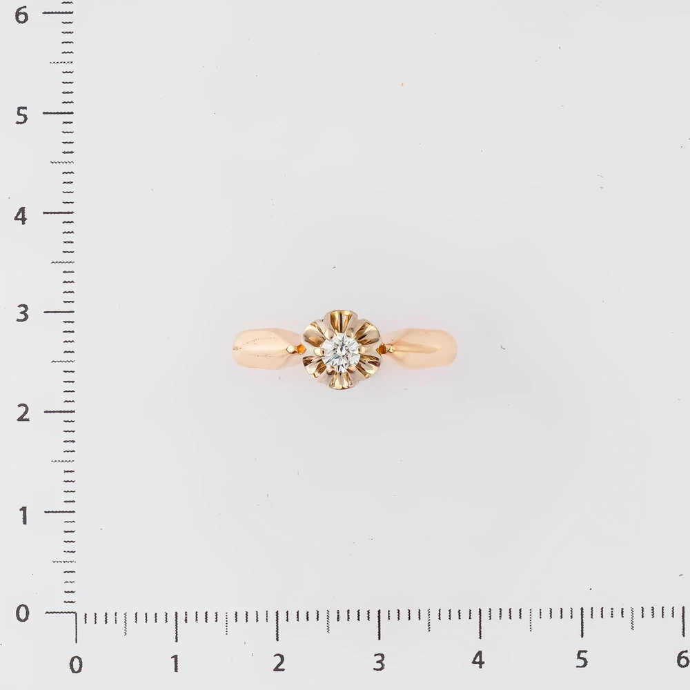 Кольцо с бриллиантом из красного золота 585 пробы