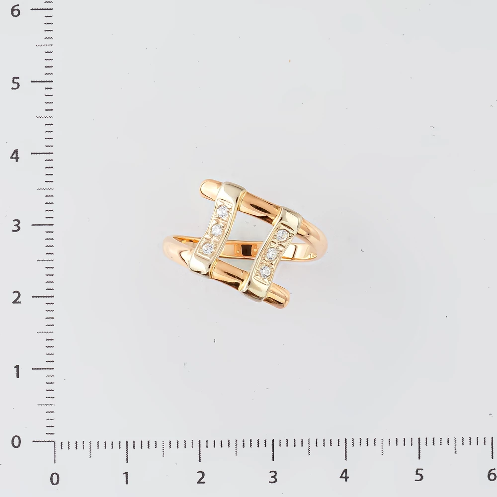 Кольцо с фианитом из красного золота 585 пробы