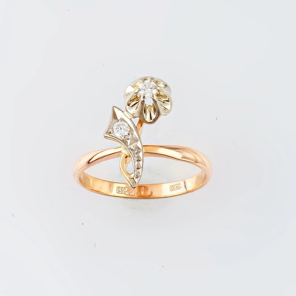 Кольцо с бриллиантом из красного золота 585 пробы