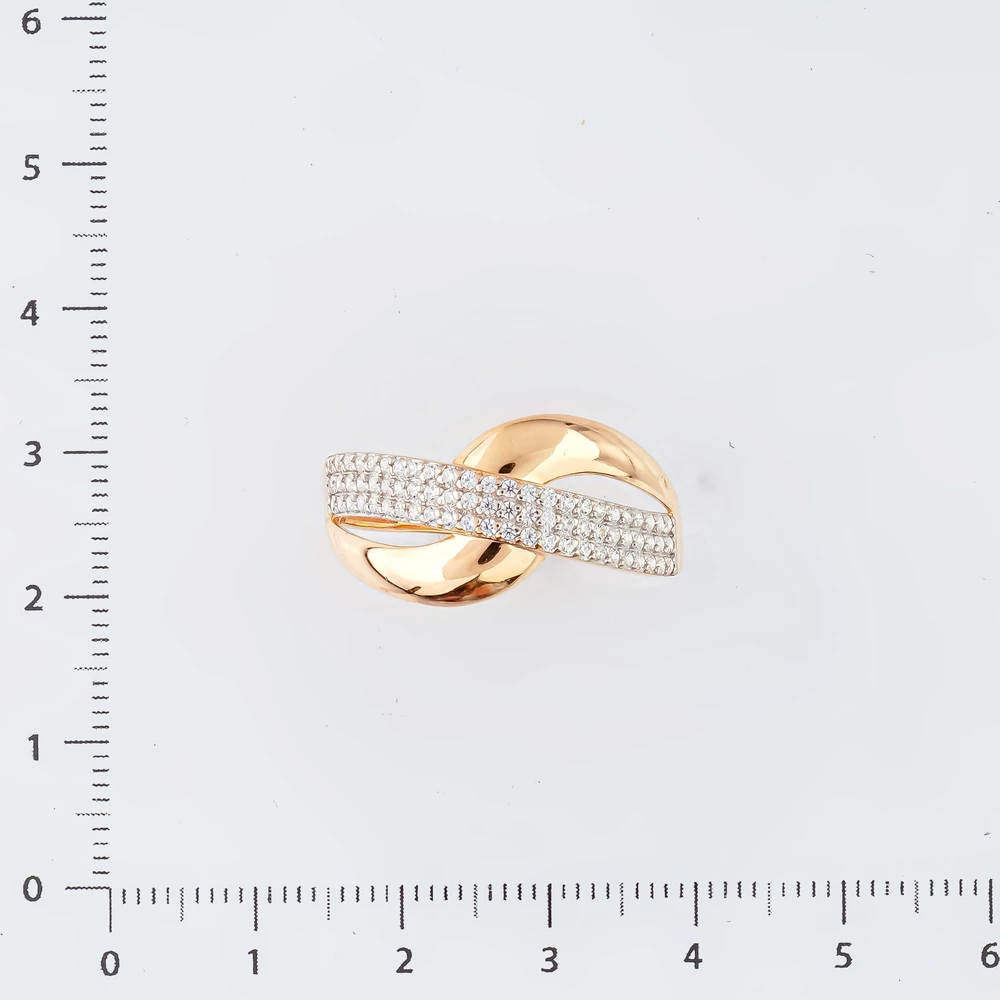 Кольцо с фианитом из красного золота 585 пробы