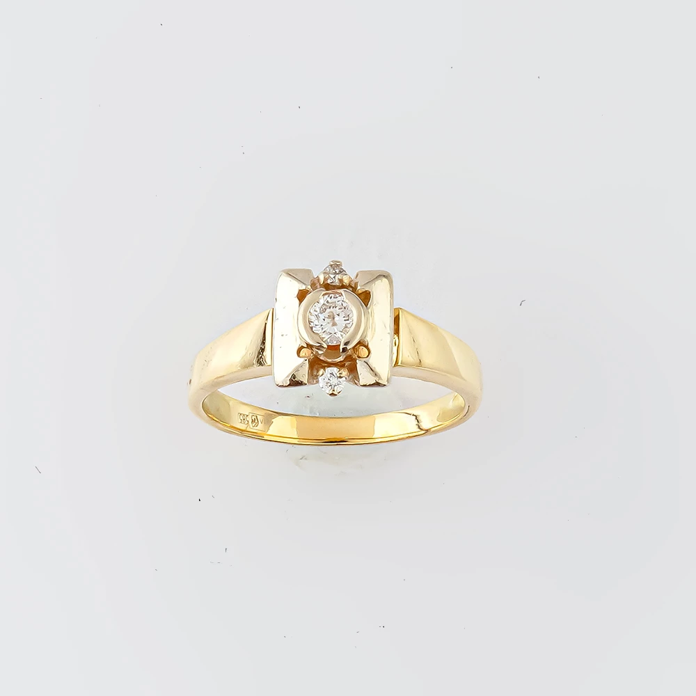 Кольцо с бриллиантом из желтого золота 585 пробы