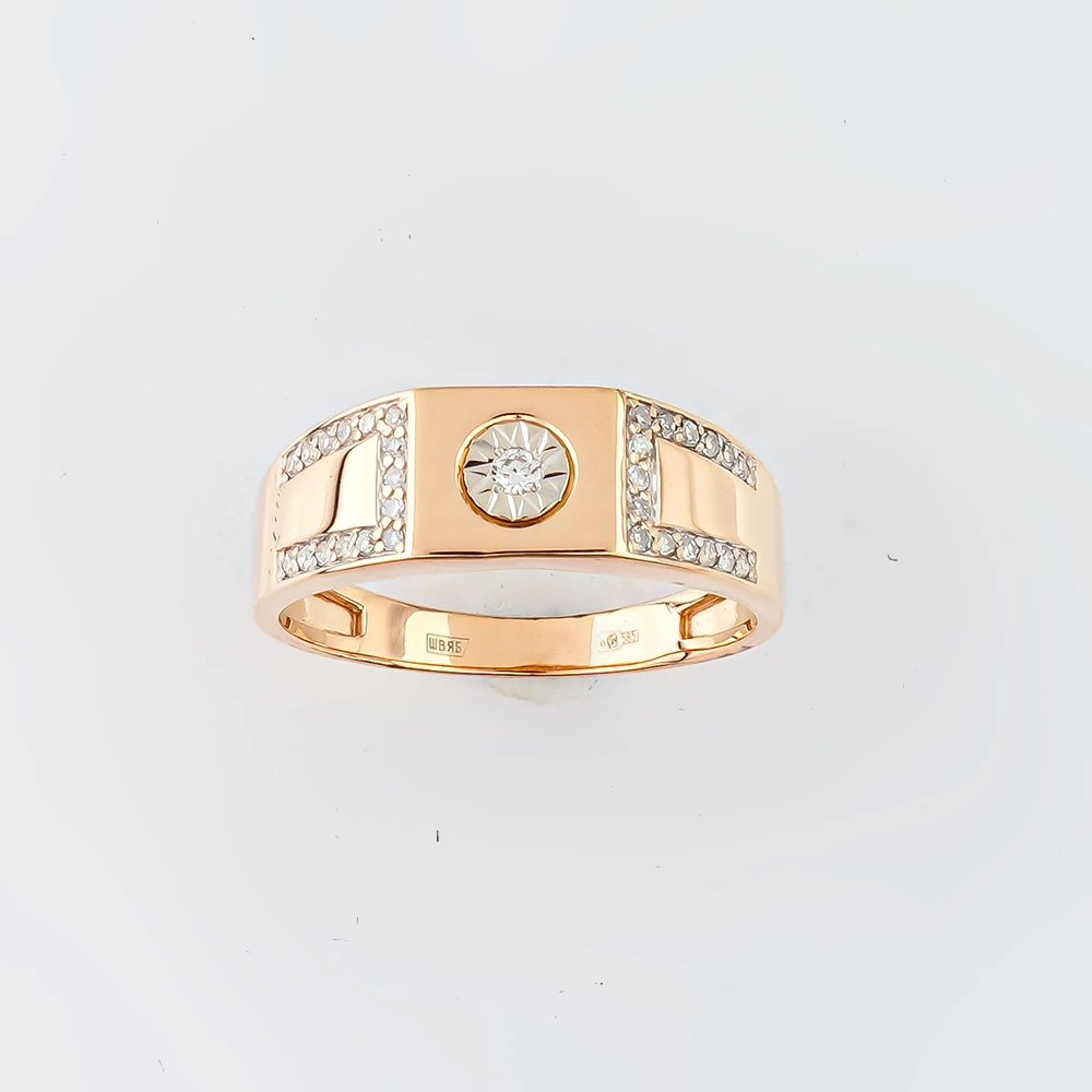 Кольцо с бриллиантом из красного золота 585 пробы