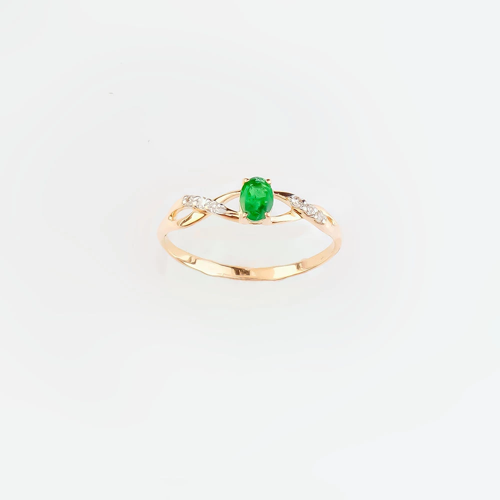 Кольцо с изумрудом из красного золота 585 пробы