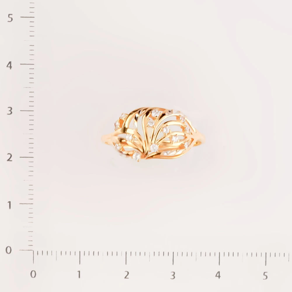 Кольцо с фианитом из красного золота 585 пробы