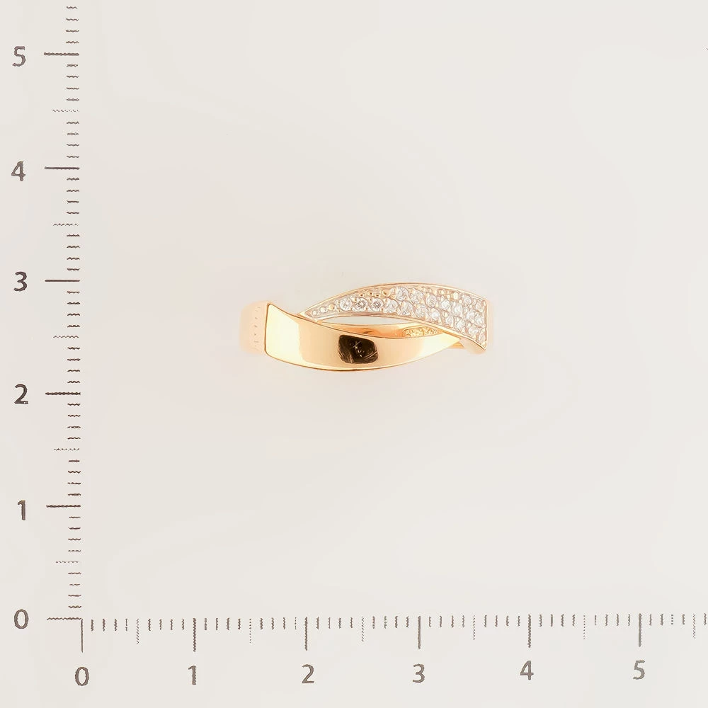 Кольцо с фианитом из красного золота 585 пробы