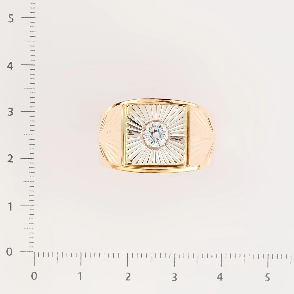 Кольцо с фианитом из красного золота 585 пробы