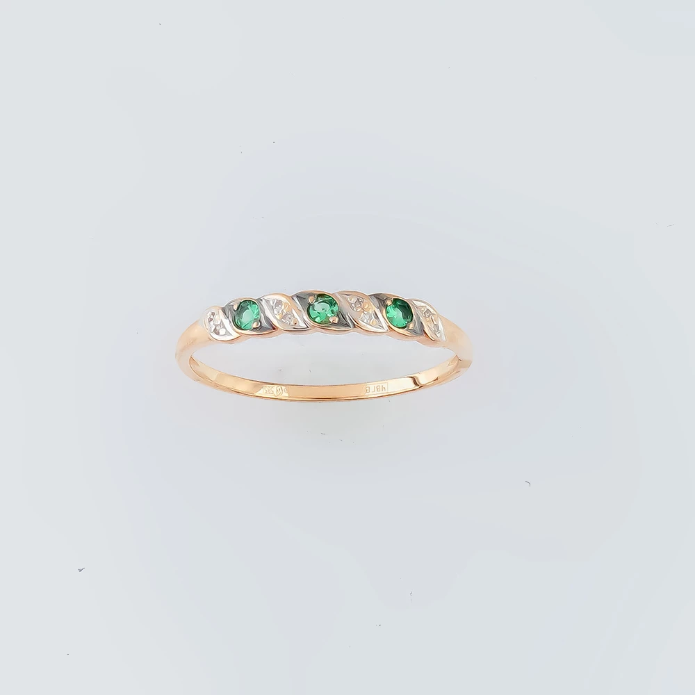 Кольцо с изумрудом из красного золота 585 пробы