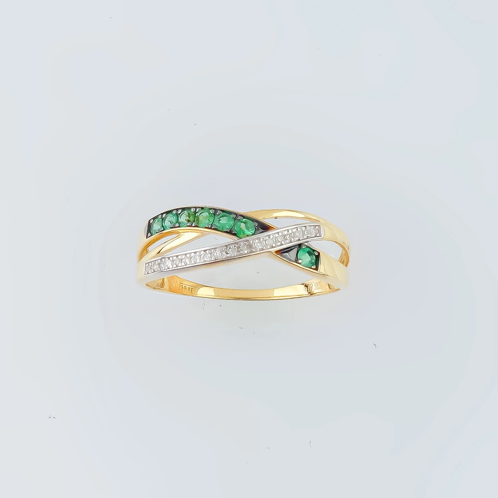 Кольцо с изумрудом из желтого золота 585 пробы