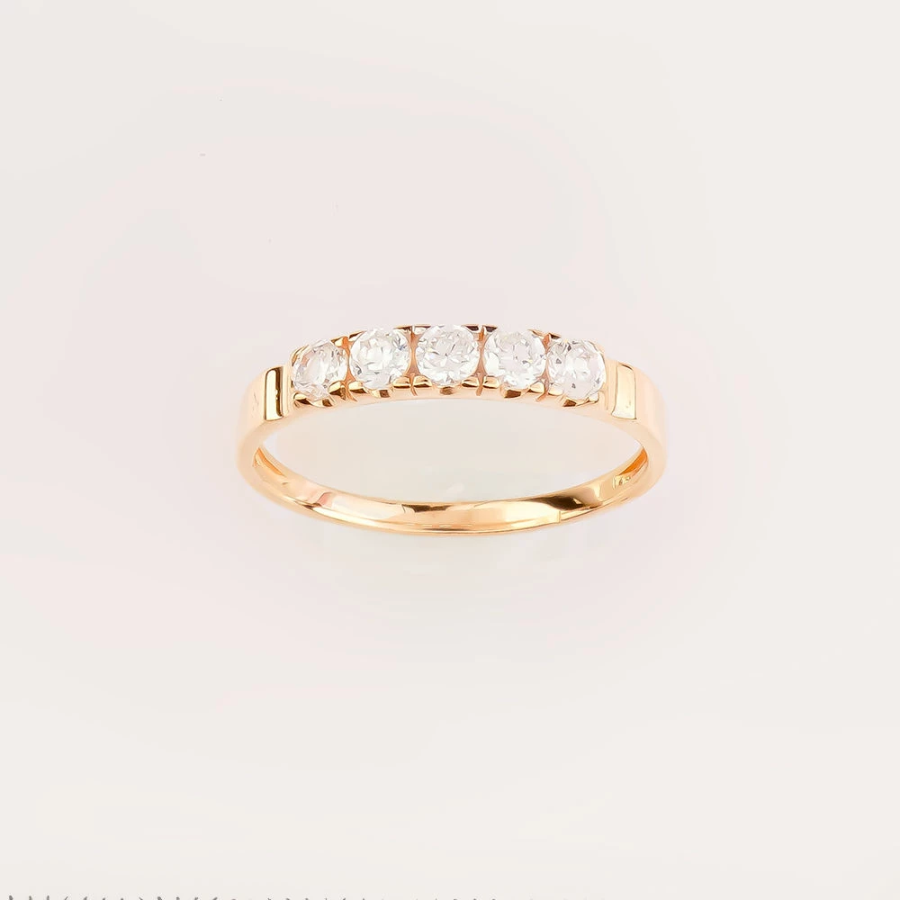 Кольцо с фианитом из красного золота 585 пробы