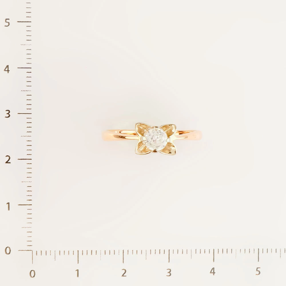 Кольцо с фианитом из красного золота 585 пробы