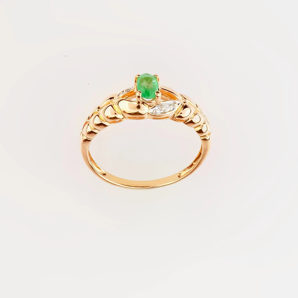 Кольцо с изумрудом из красного золота 585 пробы