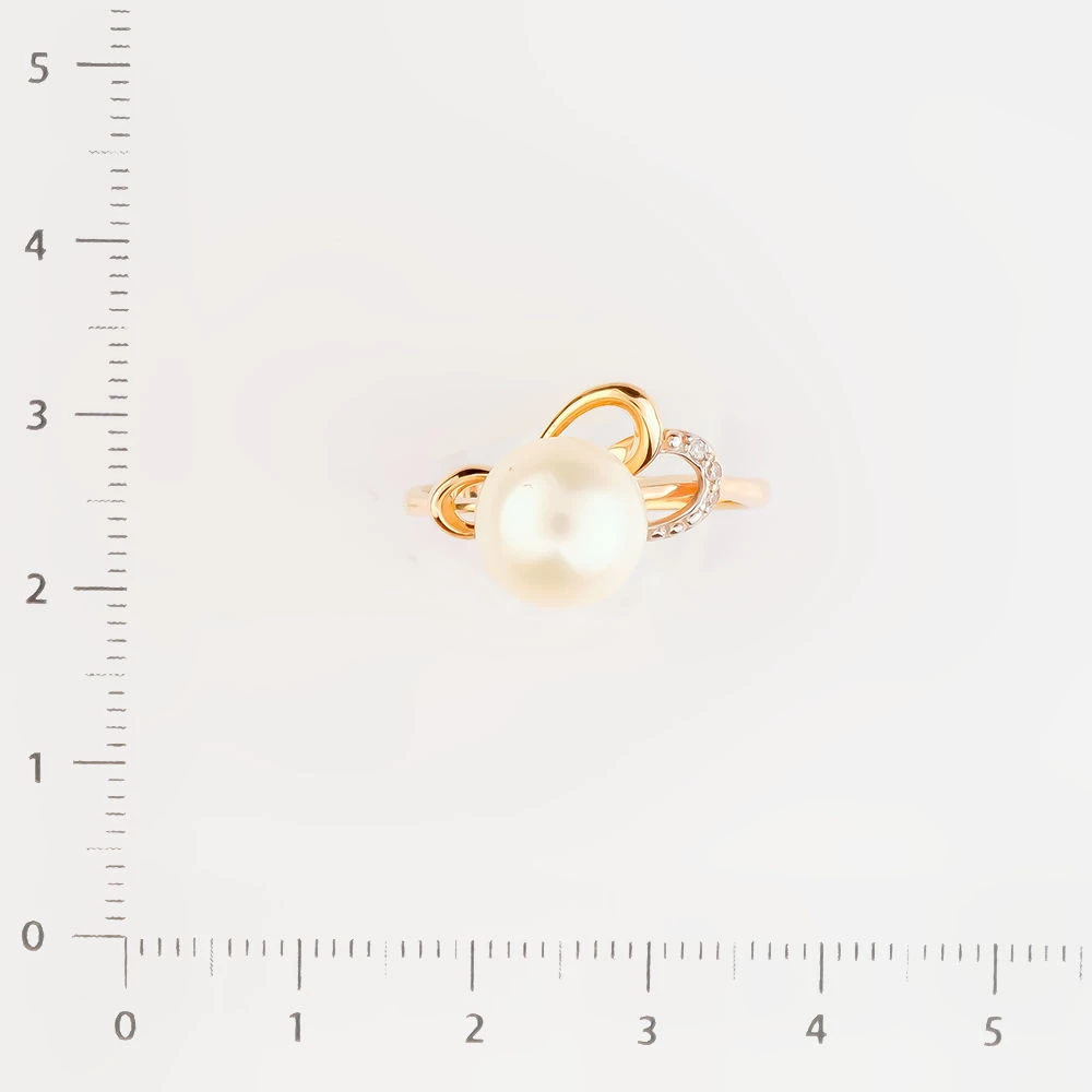 Кольцо с культивированным жемчугом из красного золота 585 пробы