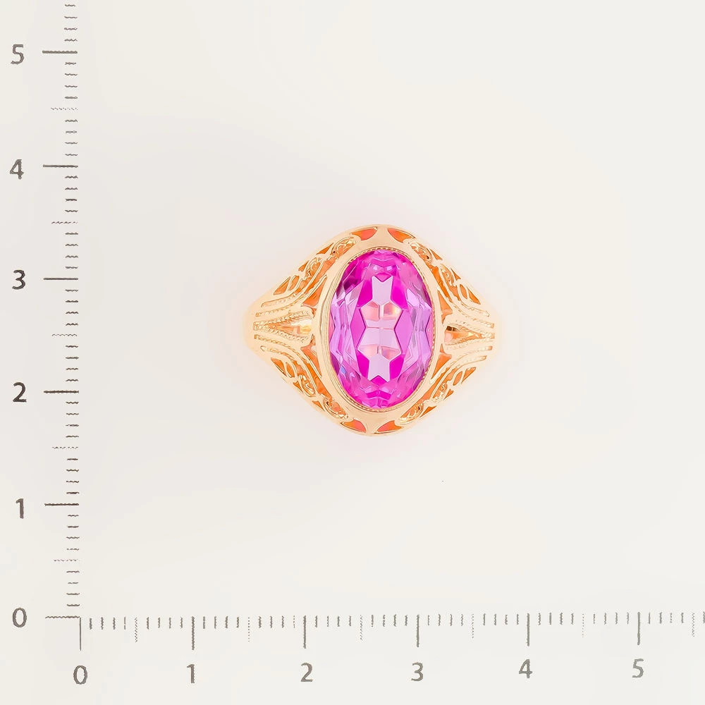 Кольцо с фианитом из красного золота 583 пробы