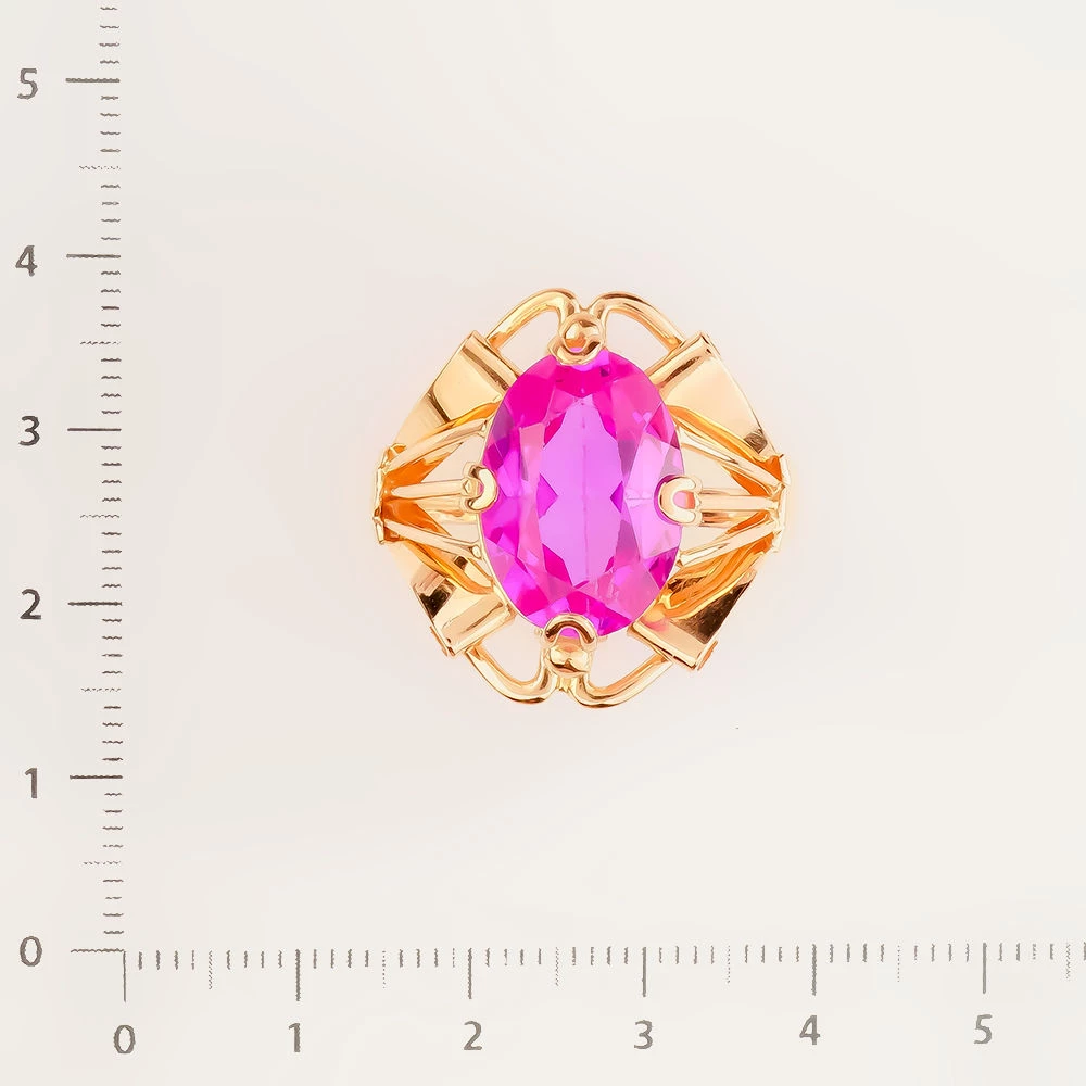 Кольцо с фианитом из красного золота 583 пробы