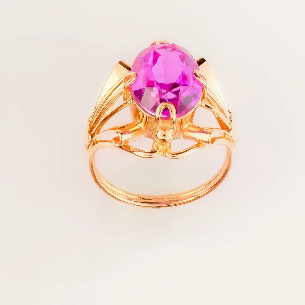 Кольцо с фианитом из красного золота 583 пробы