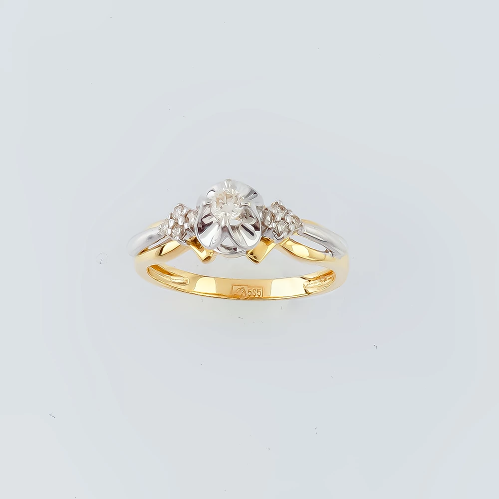 Кольцо с бриллиантом из желтого золота 585 пробы