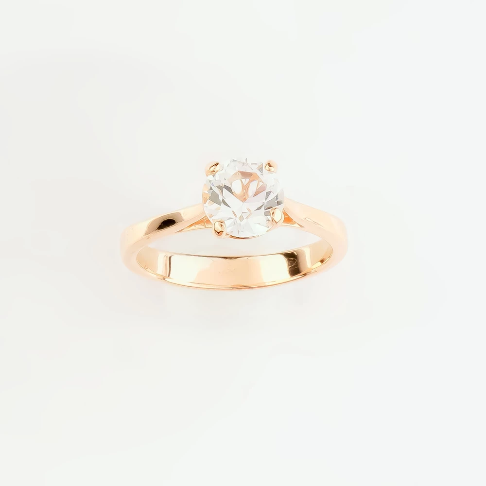 Кольцо с фианитом из красного золота 585 пробы