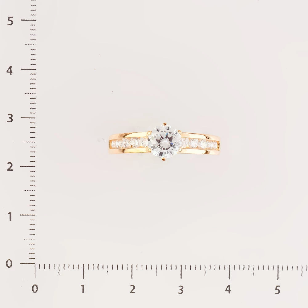 Кольцо с фианитом из красного золота 585 пробы