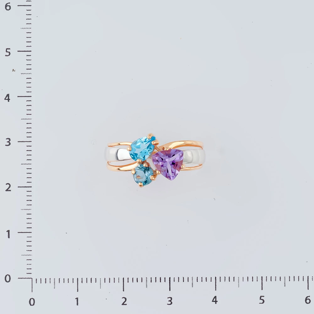 Кольцо с топазом из красного золота 585 пробы