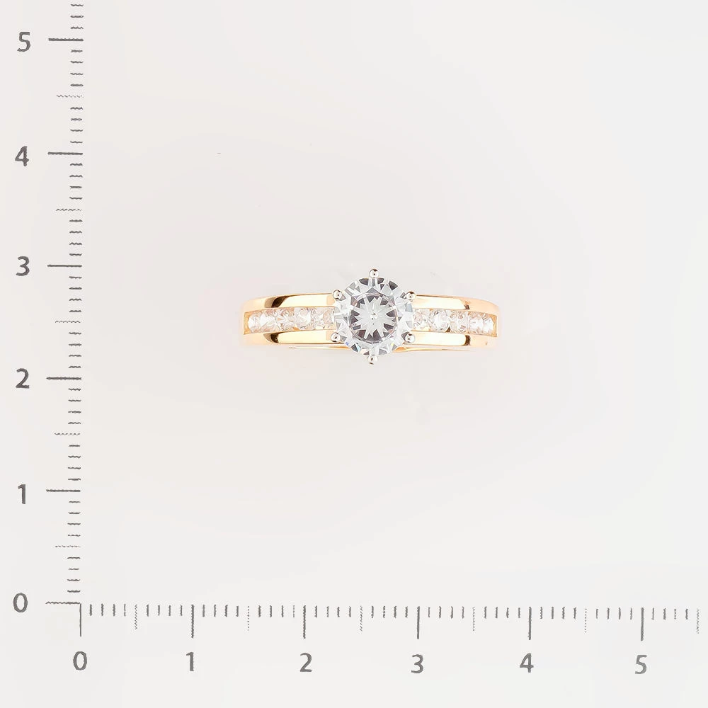 Кольцо с фианитом из красного золота 585 пробы