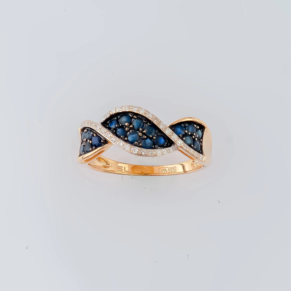 Кольцо с сапфиром из красного золота 585 пробы