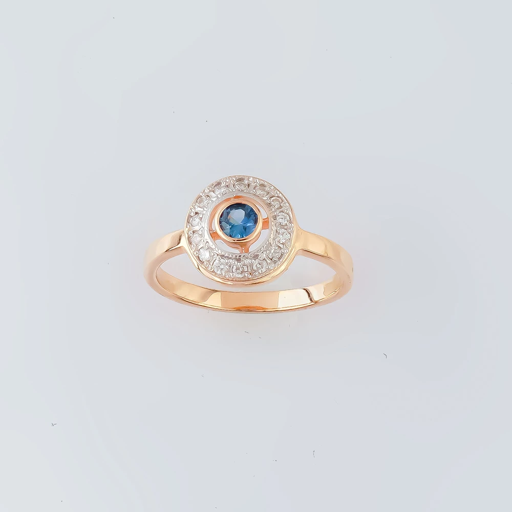 Кольцо с сапфиром из красного золота 585 пробы