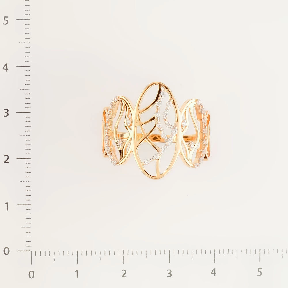 Кольцо с фианитом из красного золота 585 пробы