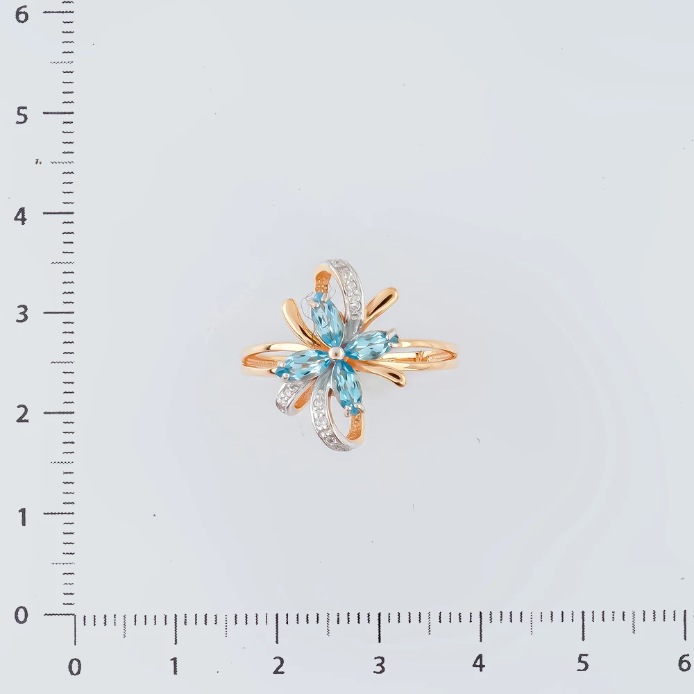 Кольцо с топазом из красного золота 585 пробы