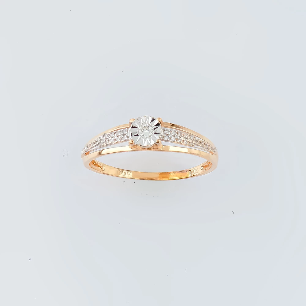 Кольцо с бриллиантом из красного золота 585 пробы